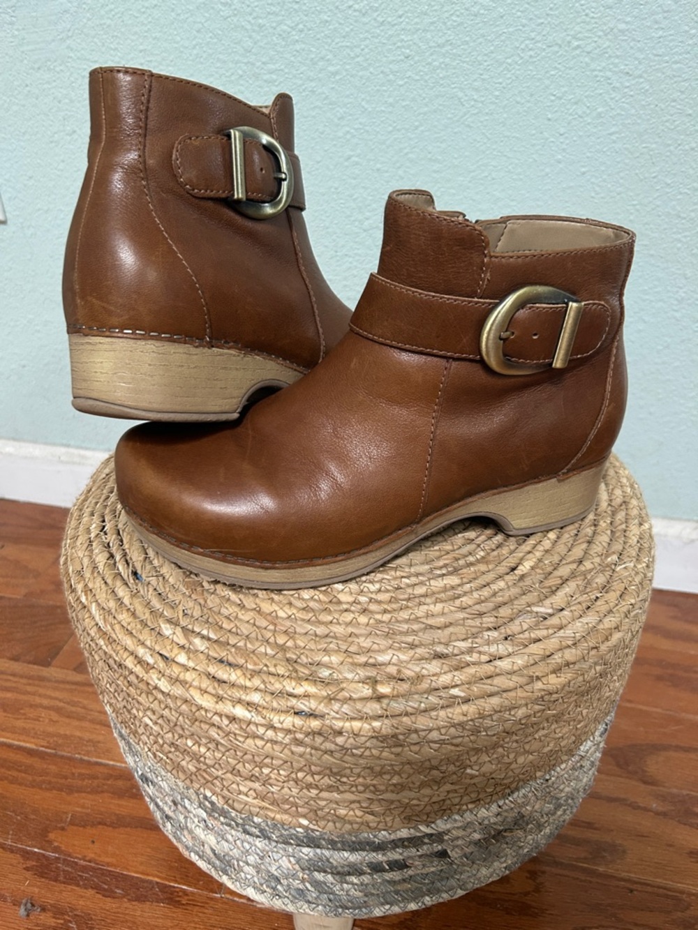 DANSKO Size 38 Brennan Women's Leather Ankle Boots with Buckle Strap